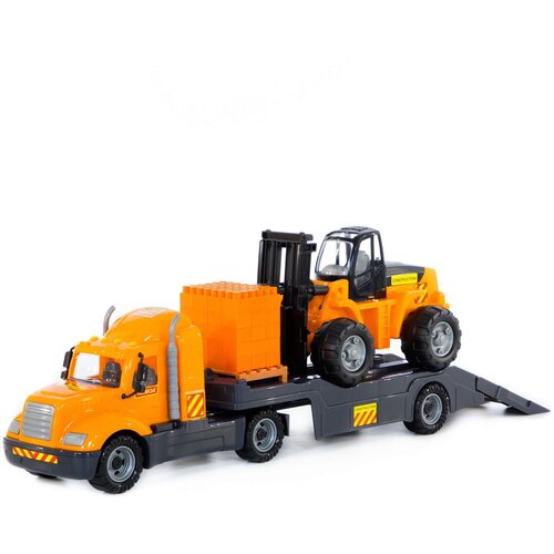 Набор техники Полесье Майк и автокар с конструктором (55705), 79.6 см, оранжевый
