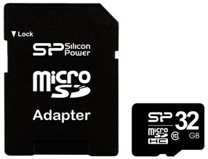 Карта памяти Silicon Power microSDHC 32 ГБ Class 10, UHS-I U1, адаптер на SD