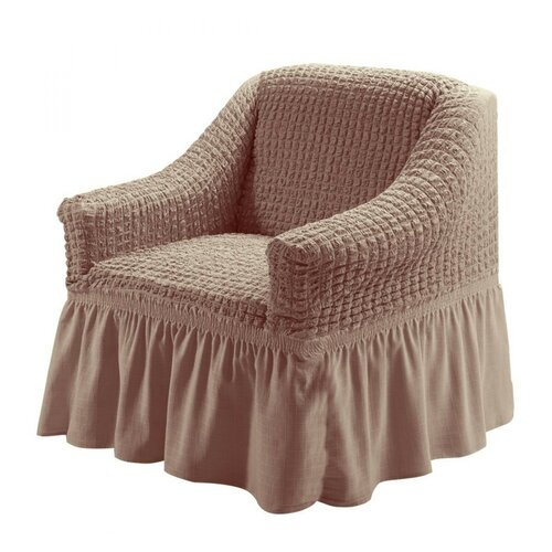 фото Чехол на кресло универсальный с юбкой буклированный karbeltex - капучино