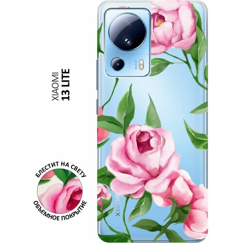 Силиконовый чехол на Xiaomi 13 Lite, Сяоми 13 Лайт с 3D принтом Amazing Peonies прозрачный силиконовый чехол на xiaomi 13 lite сяоми 13 лайт с 3d принтом amazing roses прозрачный