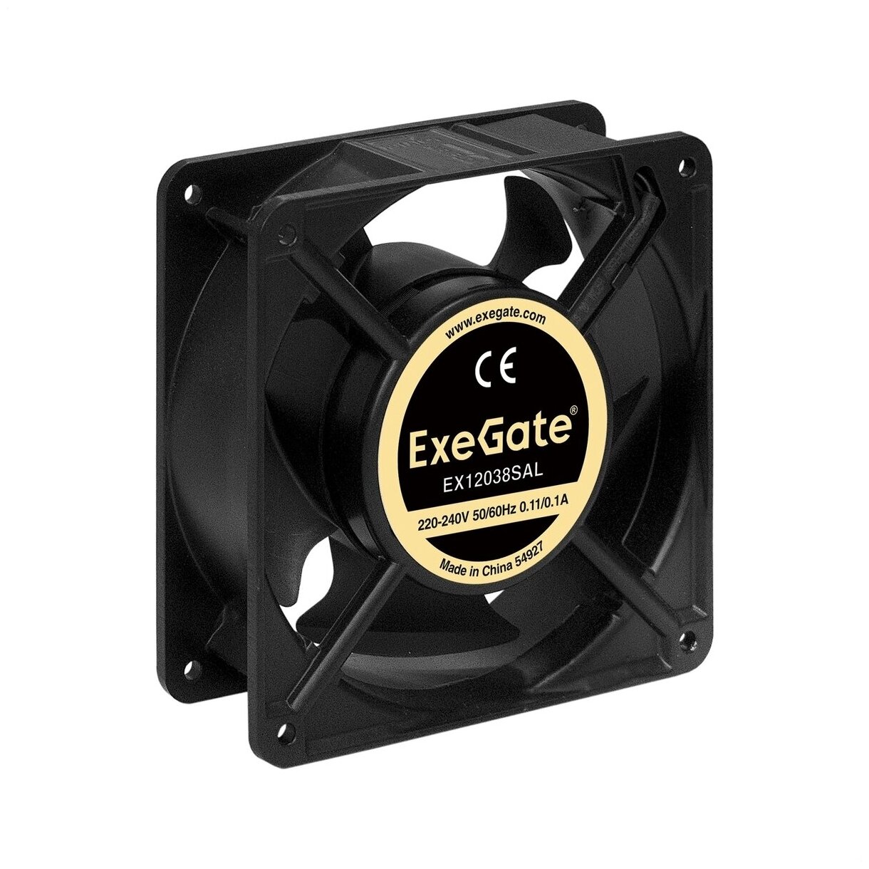 Вентилятор 220В AC ExeGate EX12038SAL (120x120x38 мм, Sleeve bearing (подшипник скольжения, алюминиевый корпус, подводящий провод 30 см, 2600RPM, 41dBA, RTL) EX289020RUS