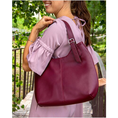 фото Сумка тоут l-craft, фактура гладкая, бордовый