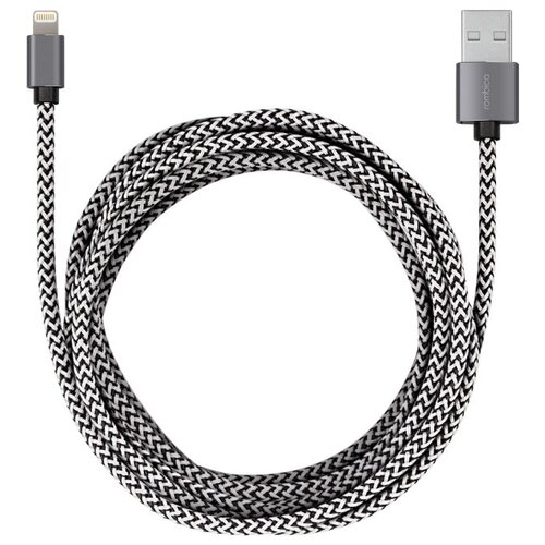 Кабель Rombica Digital USB - Lightning (IB-04 XXL), 3 м, black/white