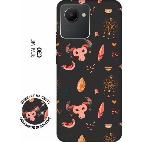 Матовый чехол Boho для realme C30 / Рилми С30 с 3D эффектом черный матовый чехол bts stickers для realme c30 рилми с30 с 3d эффектом черный