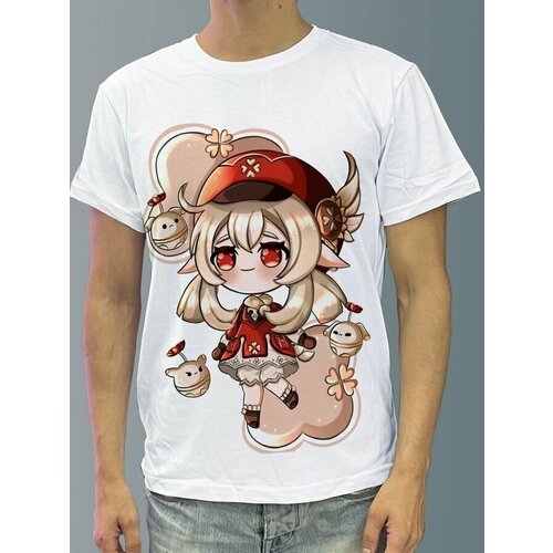 фото Футболка мужская белая из хлопка с dtf принтом игра genshin impact - 49 будь на стиле