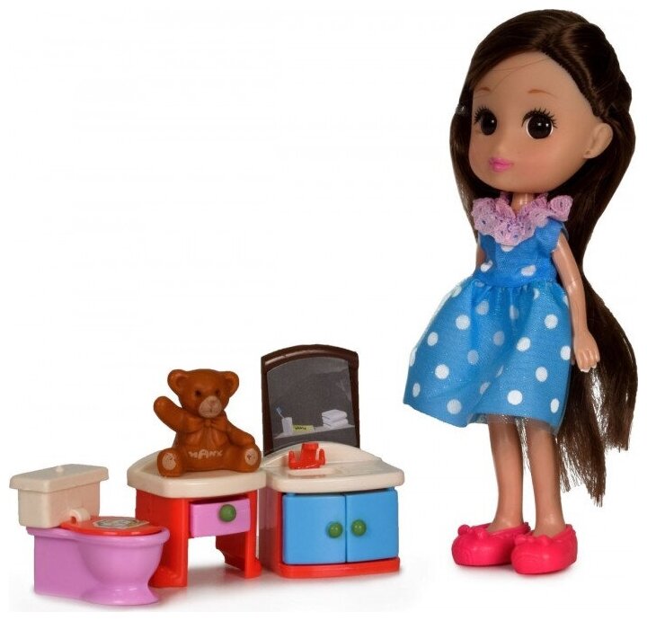 Кукла Катенька с мебелью. Ванная комната Yako - фото №3
