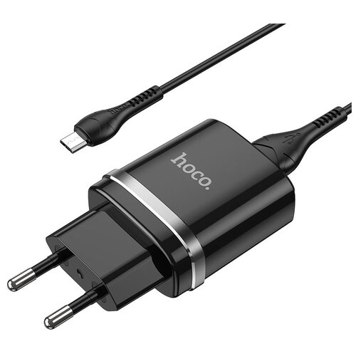 Сетевое зарядное устройство Hoco N1 Ardent + кабель microUSB, 12 Вт, черный сетевое зарядное устройство hoco n1 ardent 12 вт white