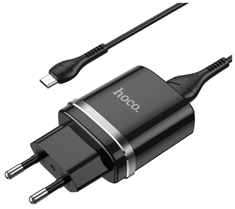 Зарядное устройство HOCO N1 Ardent USB + Кабель USB-Micro, 2.4A, черный