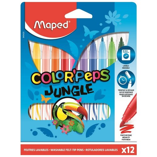 фото Фломастеры maped color'peps jungle, смываемые,12 цв/наб,845420