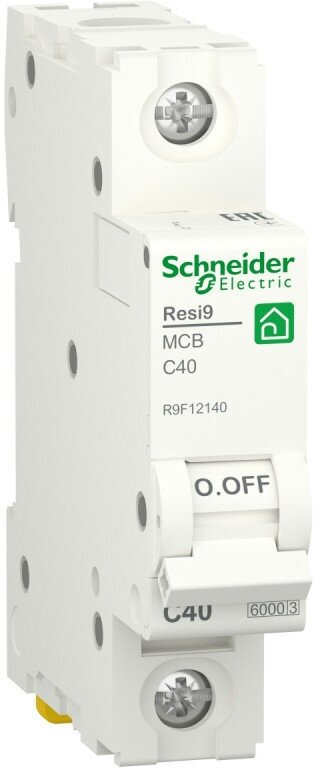 Выключатель автоматический 40А 1П однополюсный характеристика C 6кА RESI9 R9F12140 Schneider Electric
