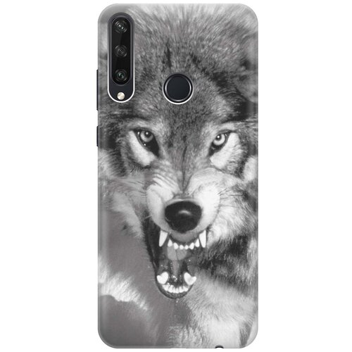 фото Ультратонкий силиконовый чехол-накладка для huawei y6p с принтом "волчий оскал" gosso