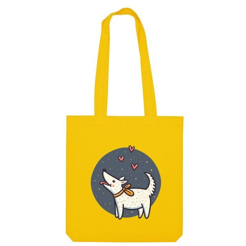 Сумка шоппер Us Basic, желтый сумка белая собака с сердечками на фоне неба ярко синий