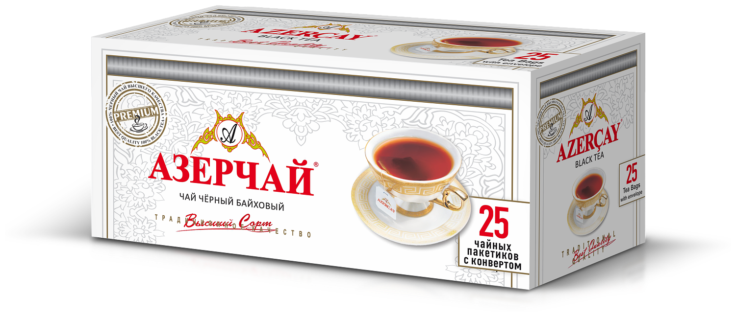 Упаковка 24 штуки Чай Азерчай Премиум (2г х 25)(600 пакетиков с ярл. в конверте)