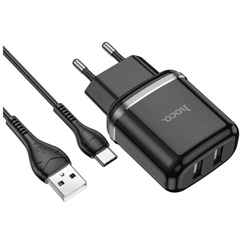 Сетевое зарядное устройство Hoco N4 Aspiring + кабель USB Type-C, 12 Вт, черный