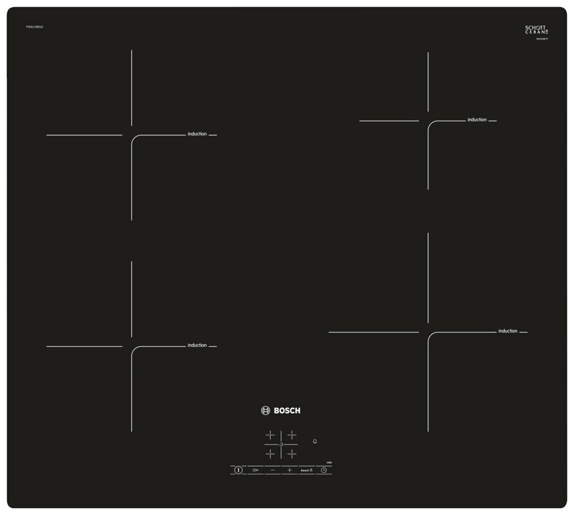 Индукционная варочная панель BOSCH PIE611BB1E, черный.