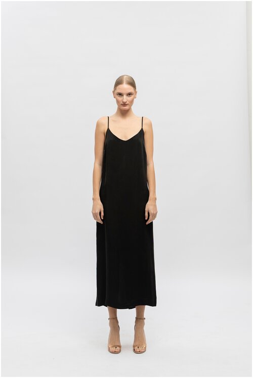 Платье-комбинация SOUL’ SOUL, в бельевом стиле, размер L, черный