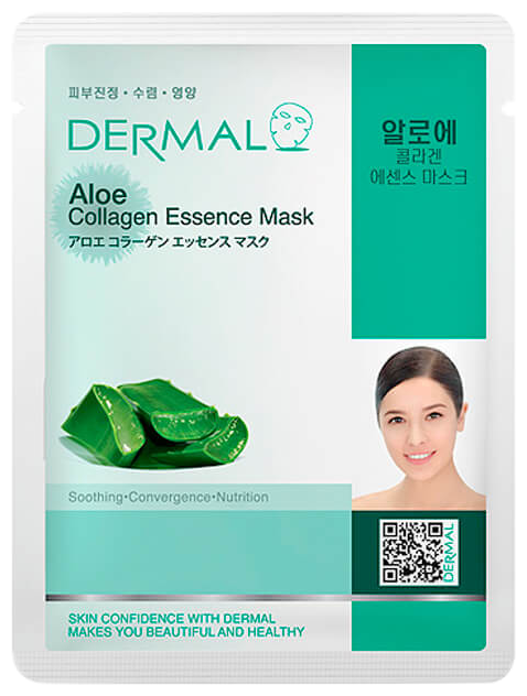 DERMAL Aloe Collagen Essence Mask Тканевая маска с коллагеном и экстрактом алоэ, 23 г, 23 мл