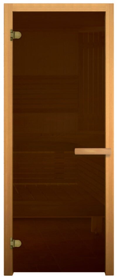 Дверь стеклянная "везувий ДС Бронза" 190x70 см, толщина 6мм, с петлями и ручками