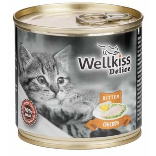 Wellkiss Консервы для котят с цыпленком, 240 гр, 4 шт