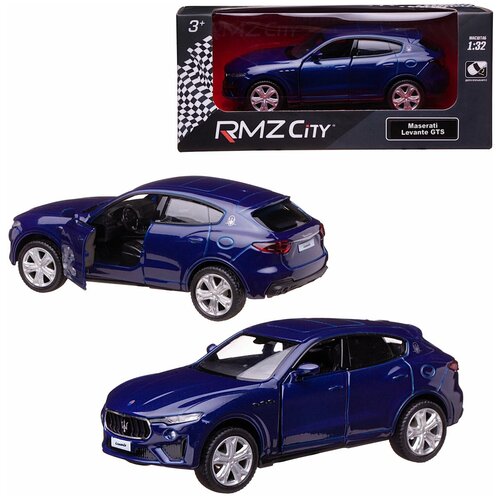 Машинка металлическая Uni-Fortune RMZ City 1:32 Maserati Levante GTS 2019 (цвет синий) машина металлическая rmz city 1 32 maserati levante gts 2019 инерционный механизм двери открываются серый матовый цвет