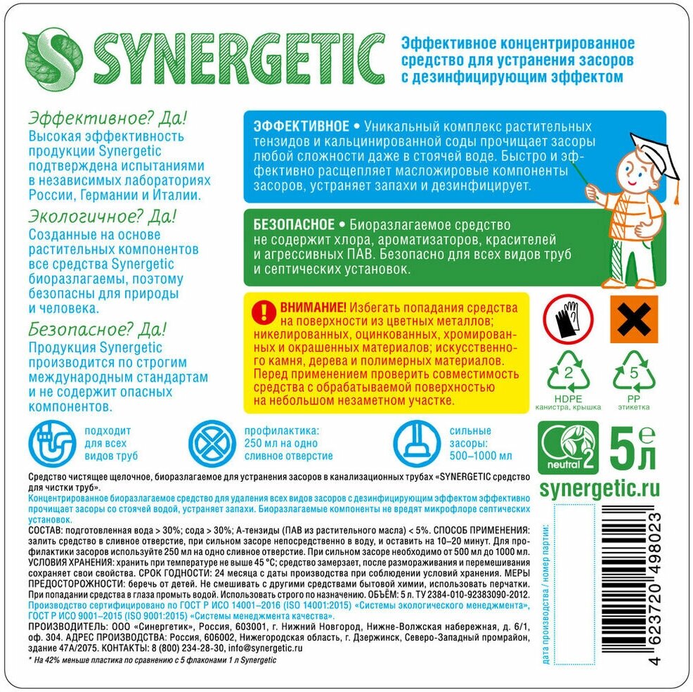 Жидкость для устранения засоров Synergetic