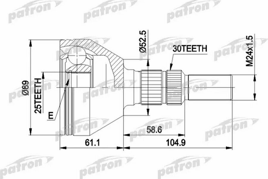 PATRON ШРУС наруж. к-кт FIAT CROMA 05 -, OPEL SIGNUM 03 -, VECTRA C 02 -, VECTRA C GTS 02 -, VECTRA C универ