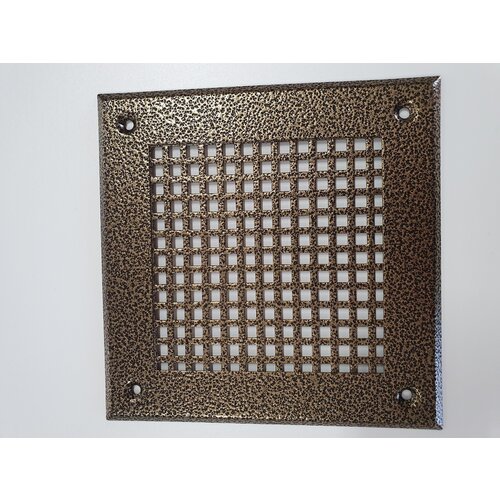Вентиляционная решетка металлическая 150х150 мм, тип перфорации крупный квадрат (Qg 5-8), антик бронзовый решетка вентиляционная 200х200мм металлическая крупный квадрат qg 5 8 цвет антик медный
