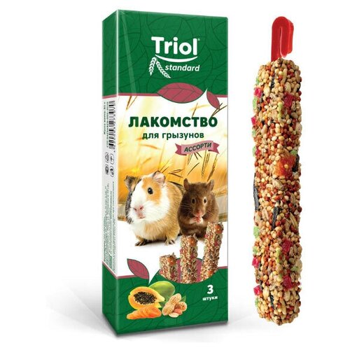 Лакомство Тriol Standard для грызунов Ассорти (с фруктами, овощами и орехами) (уп. 3 шт), 75г, 3 шт.