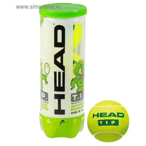 HEAD Мяч теннисный Head T.I.P Green, набор 3 штуки, фетр, натуральная резина мяч теннисный head t i p green набор 3 штуки фетр натуральная резина