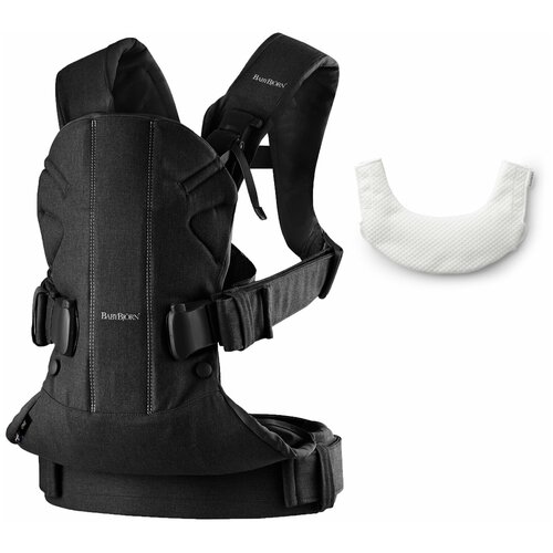 фото Babybjorn эрго-рюкзак one cotton + нагрудник, цвет: черный/белый