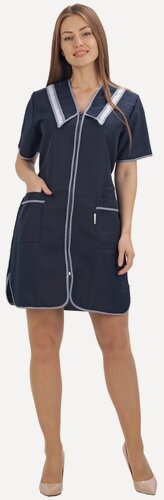 Изображение товара Халат женский рабочий "Классика", ткань габардин, цвет т-синий, размер 52