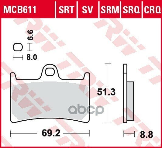 Колодки Дисковые Mcb611sv TRW арт. MCB611SV