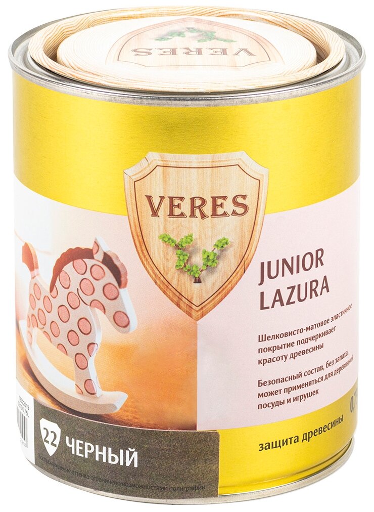 Водозащитная пропитка VERES Junior Lazura, 0.75 л, №22 Черный