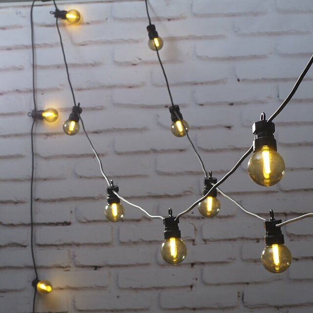 Kaemingk Гирлянда Лампочки Дымчатые, 20 ламп, теплые белые LED, 9.5 м, черный ПВХ, соединяемая, IP44 490172