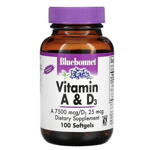 Bluebonnet витамины А и Д3 100 капсул