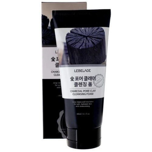 Lebelage пенка для умывания с древесным углем Charcoal Pore Clay Cleansing Foam, 180 мл, 180 г мусс для умывания lebelage пенка для умывания с зеленым чаем тонизирующая cleansing foam green tea