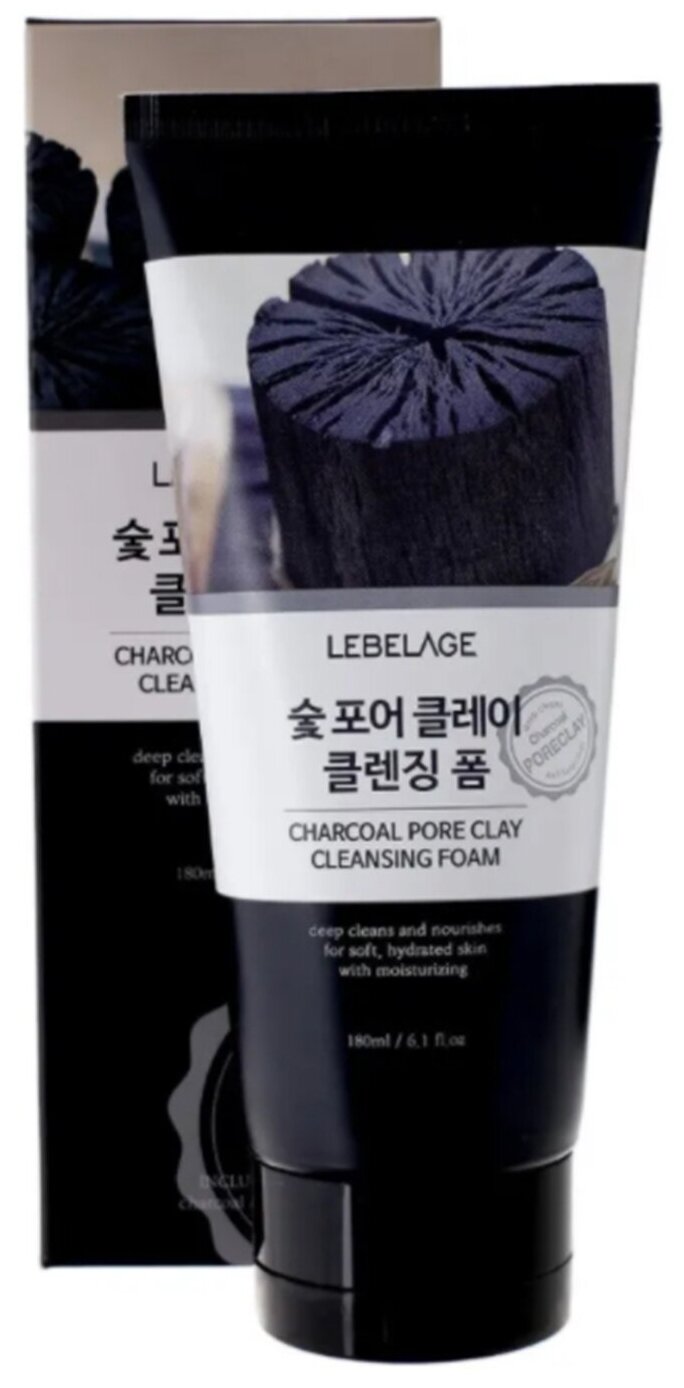 Lebelage пенка для умывания с древесным углем Charcoal Pore Clay Cleansing Foam, 180 мл, 180 г