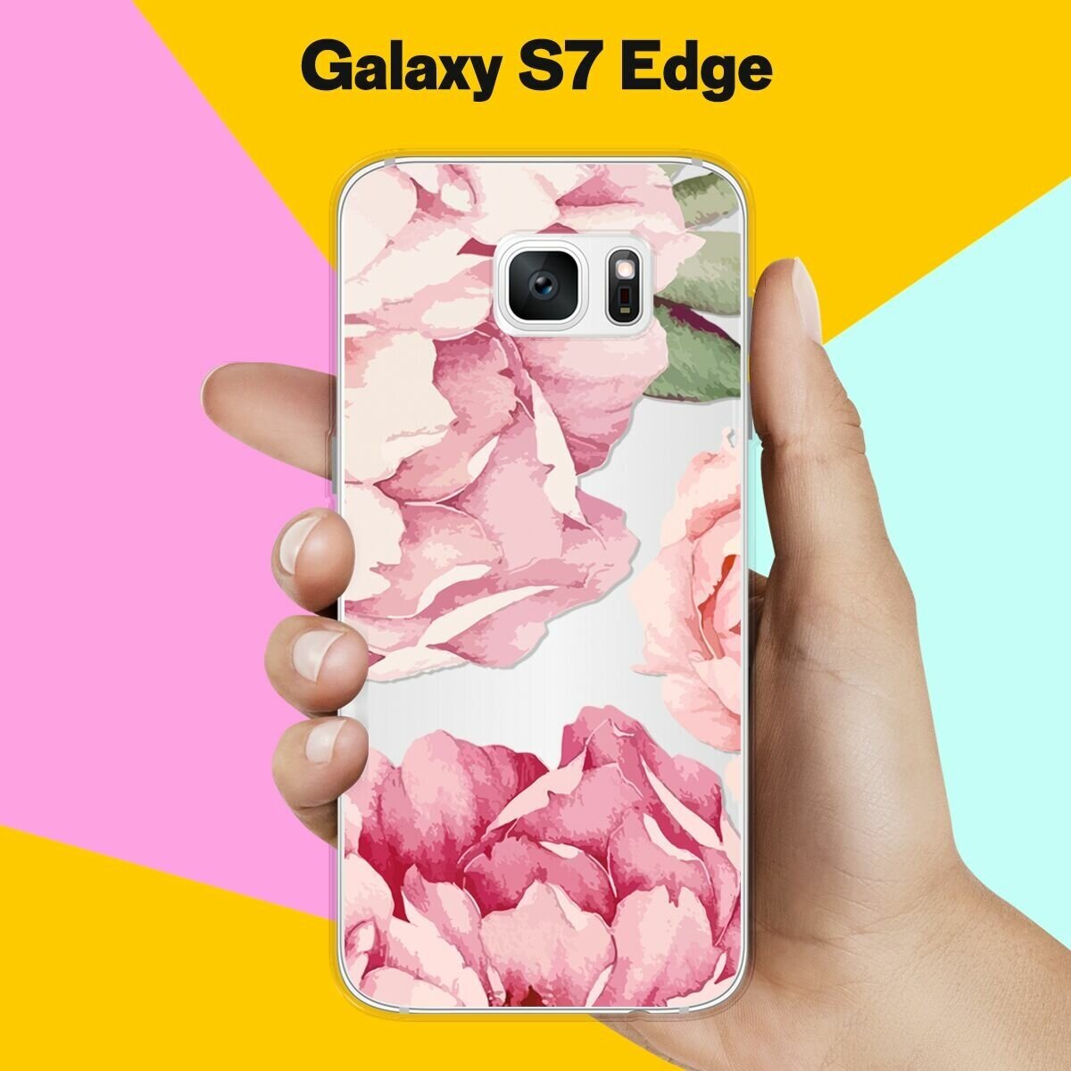 Силиконовый чехол на Samsung Galaxy S7 Edge Пионы / для Самсунг Галакси С7 Едж