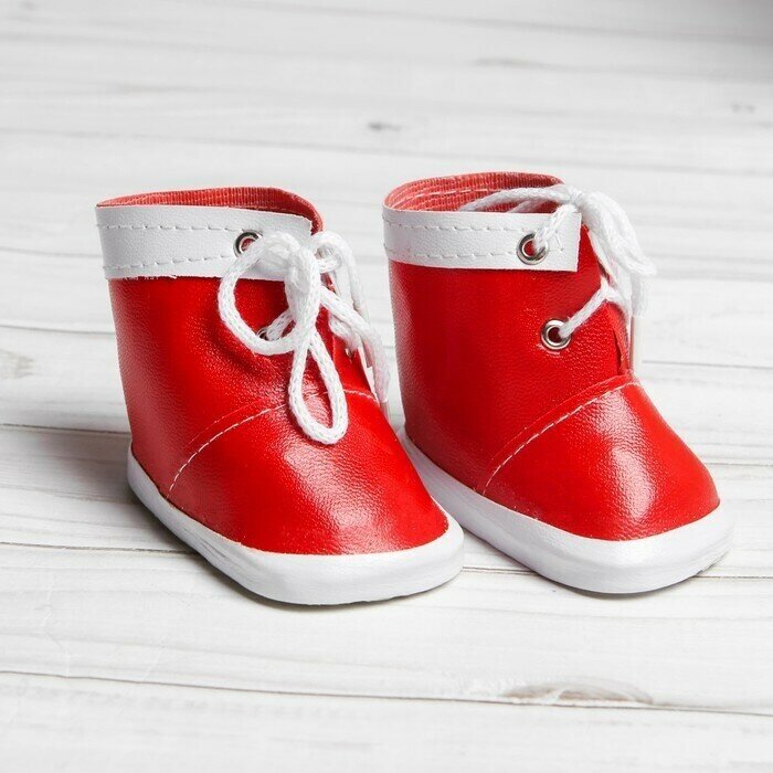 Ботинки для куклы "Завязки", длина подошвы: 7,6 см, 1 пара, цвет красный