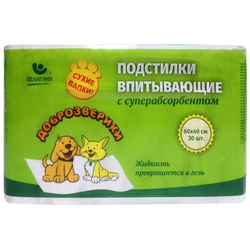 Пеленки для щенков впитывающие Доброзверики Сухие лапки 60х40х12 см 30 шт. 60 см 40 см 12 см пеленки для щенков впитывающие доброзверики сухие лапки 60х40х12 5 см 12 шт 60 см 40 см 12 5 см голубой