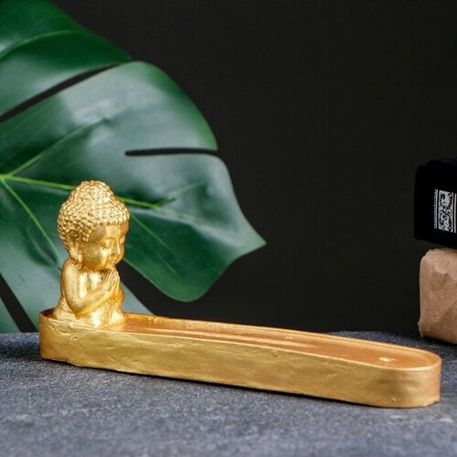 Подставка для благовоний Будда маленький золото, 8х19см подставка для благовоний будда маленький жемчуг 8х19см