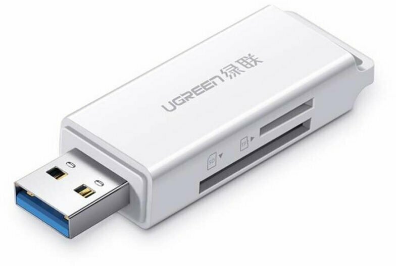 Карт-ридер Ugreen CM104 USB 3.0 to TF + SD Dual Card Reader White 40753