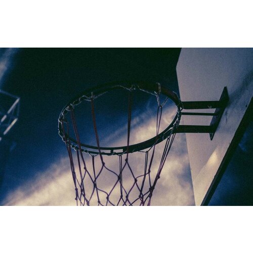 фото Картина на холсте 60x100 linxone "баскетбол, баскетбольная сетка, баскетбольное кольцо, баскетбольный щит, небо" интерьер для дома / декор на стену / дизайн