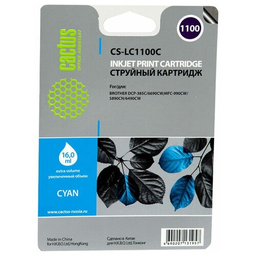 Cartridge ink Cactus CS-LC1100C cyan (16ml) for Brother DCP-385c/6690cw/MFC-990/5890/5895/6490