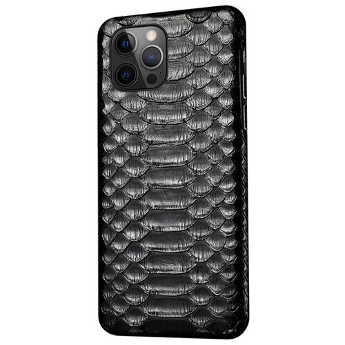 фото Чехол-накладка mypads для iphone 12 pro max (6.7) обтянутый натуральной кожей змеи (питона) неповторимая экзотическая с фактурой отделкой черный.