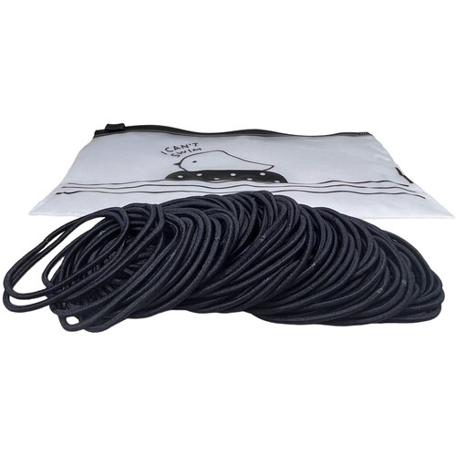 Набор резинок I can't swim, для волос, 100шт, длина 5см, чёрные в сумочке