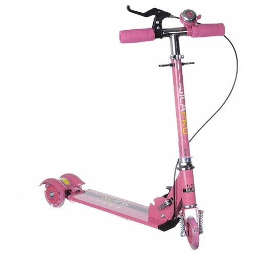 фото Silapro самокат 3х колесный, алюминий, рu колеса, тормозная система, звонок, 50кг, цвет розовый