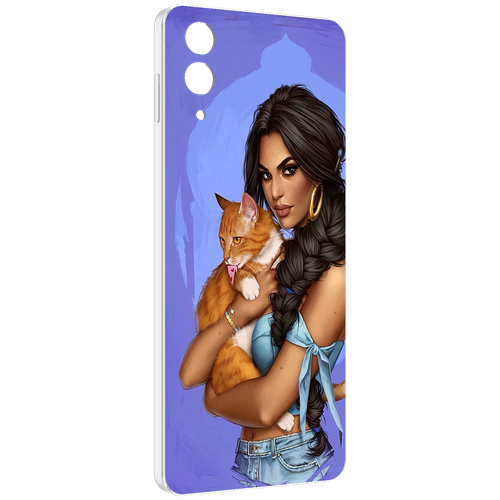 Чехол MyPads девушка-красивая-с-синим-фоном женский для Samsung Galaxy Z Flip 4 (SM-F721) задняя-панель-накладка-бампер