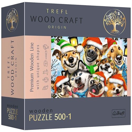 Пазл деревянный Trefl 500 +1 деталей: Рождественские собаки