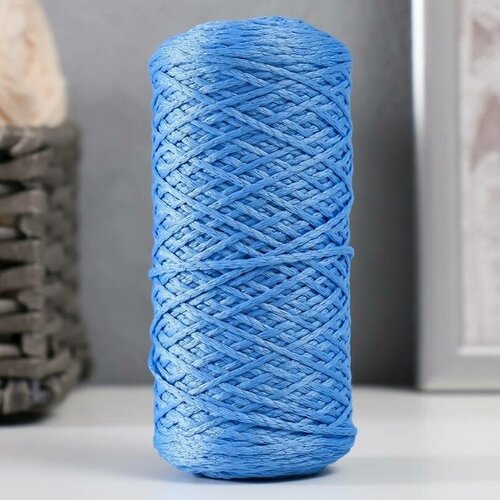 Пряжа-шнур, 100% полиэфир 1мм, 200 м/75 гр, голубой цвет, 1 шт.